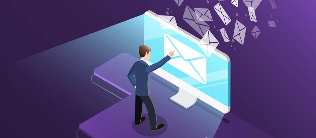 Isometric vector concept of e-mail marketing, advertising campaign, digital promotion.