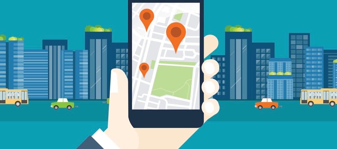 flat design mobile for business location navigation concept and online map application