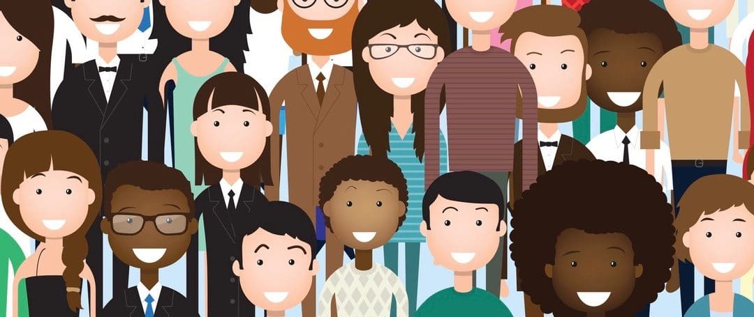 Group of Business People Big Crowd Businesspeople Mix Ethnic Diverse Flat Vector Illustration