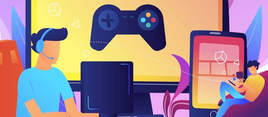 Cross-platform play concept vector illustration.