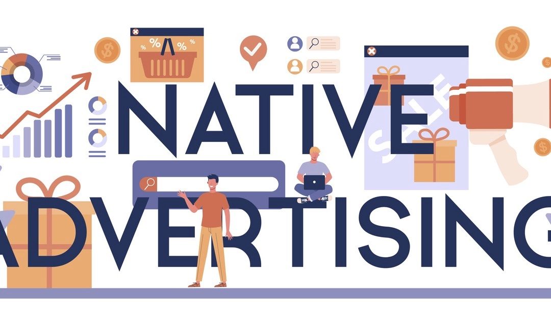 Native advertsing typographic header concept.