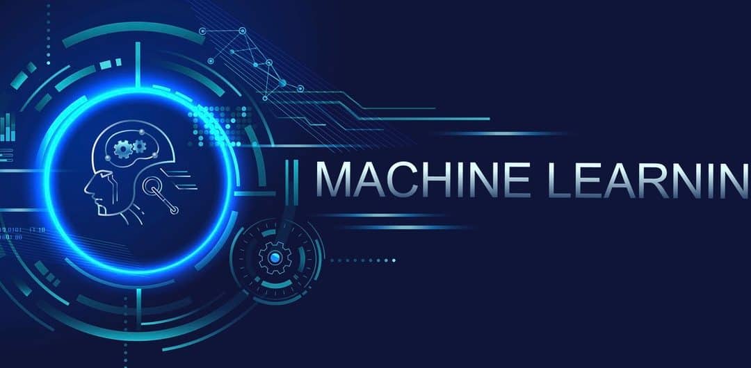 Machine learning banner logo for technology,.