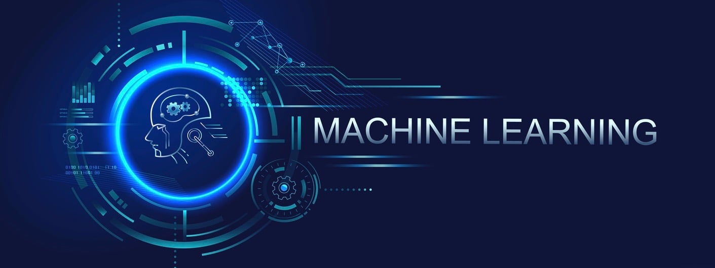 Machine learning banner logo for technology,.
