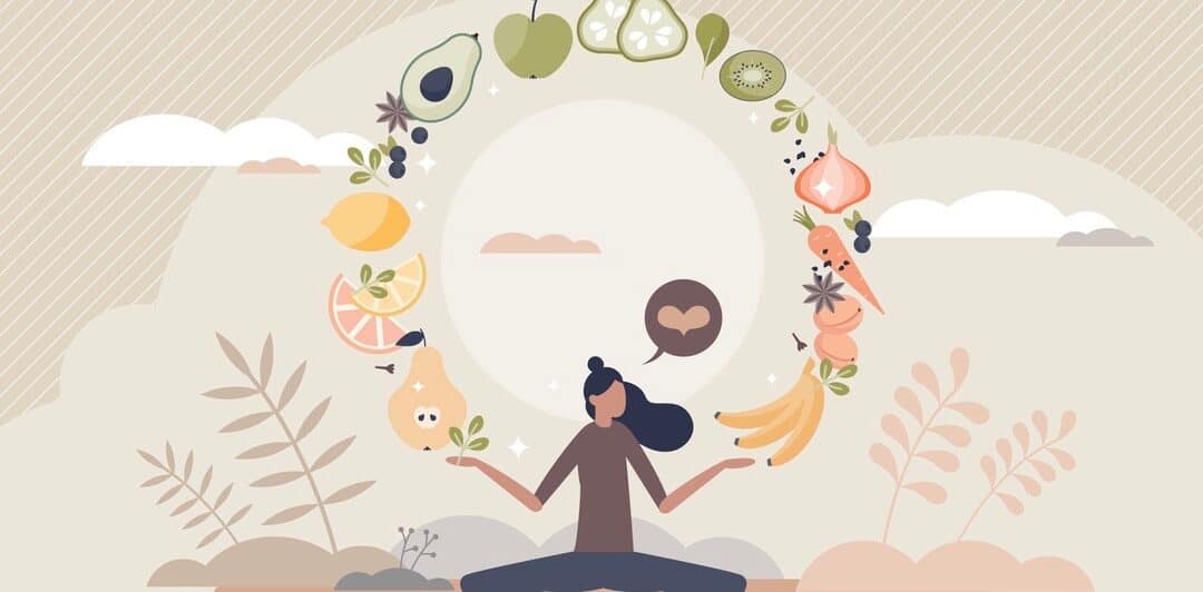 Mindful eating and daily diet with harmony and balance