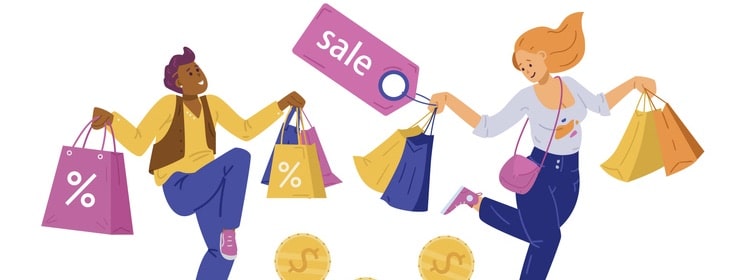customers of shops or malls enjoy crazy sale and discounts.