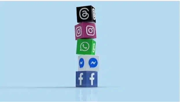 Blocks depicting social media brands stacked on top of each other